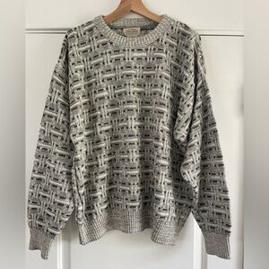 Vintage St John Patterned Sweater Gray/Green - XL